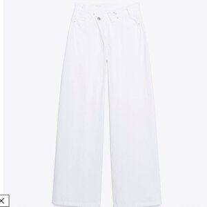 NWT Zara TRF HIGH-RISE WIDE LEG CROSSOVER WAIST JEANS  Sz 0